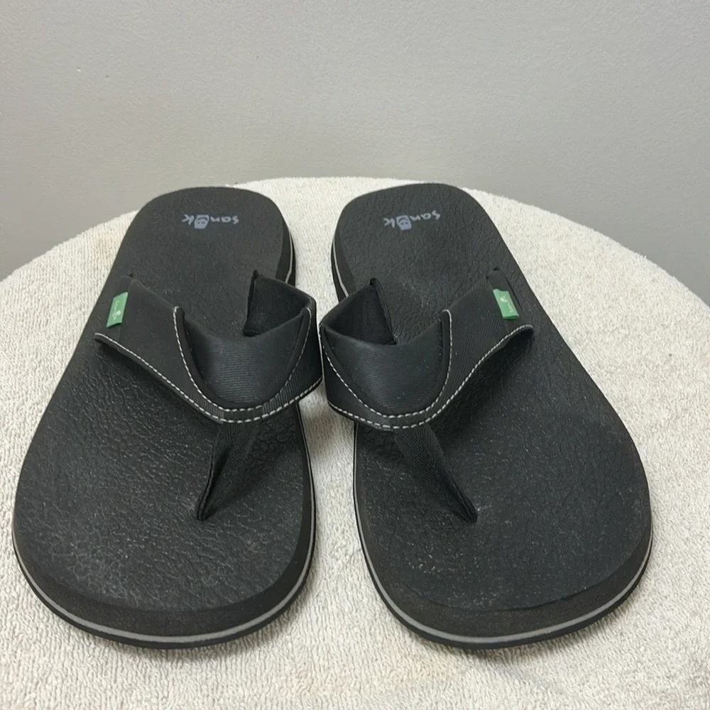 Sanuk Beer Cozy Flip Flop thong sandals coastal beach cruise men’s size 11 black